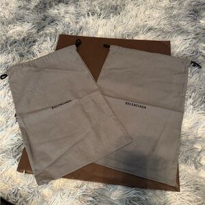 Balenciaga Gray and Brown Dust Bags for shoes set